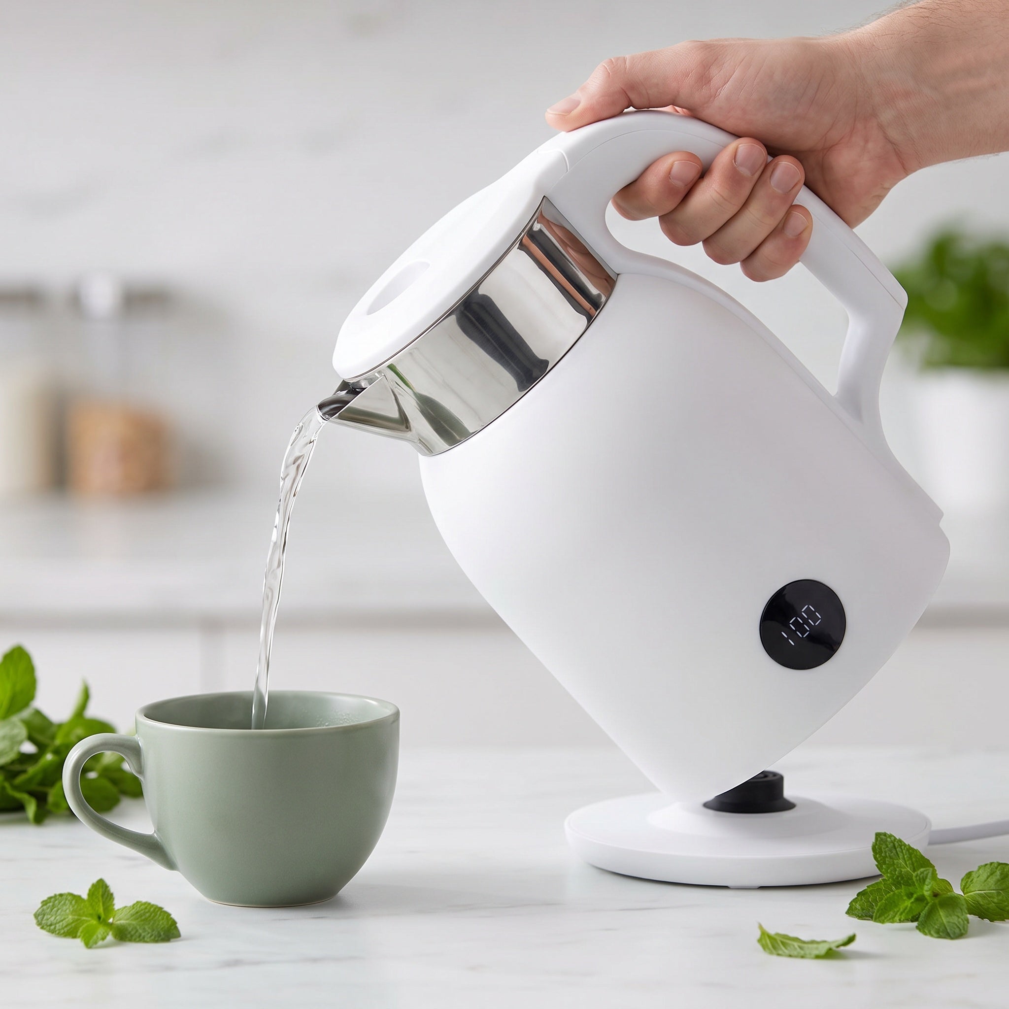 1.8L Digital Display Electric Kettle with Real-Time Temperature Display