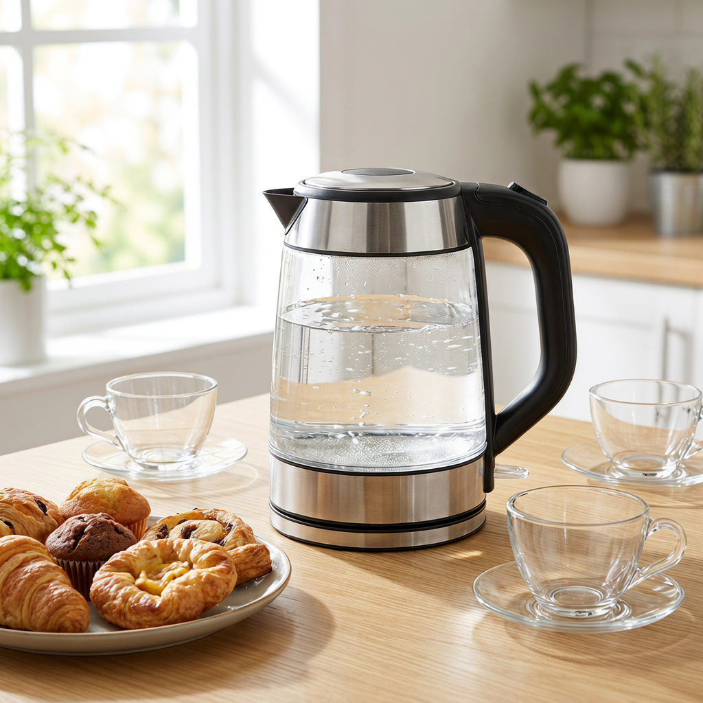 1.8L Glass Electric Kettle with Blue LED Light – ORF-G01