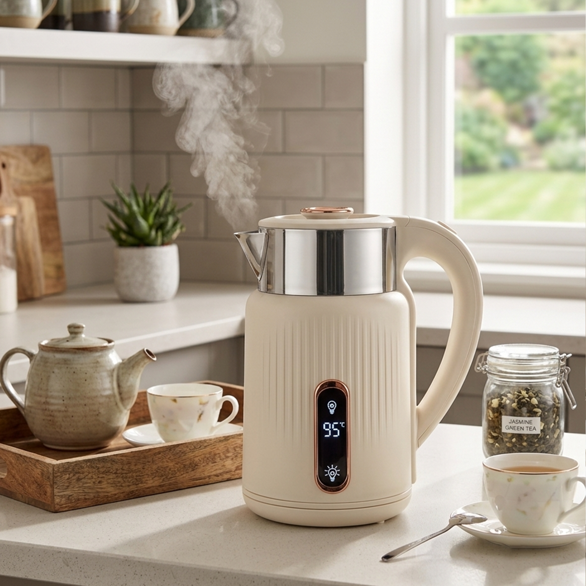 1.8L Textured Double-Wall Electric Kettle with Scalding Protection – ORF-182SD