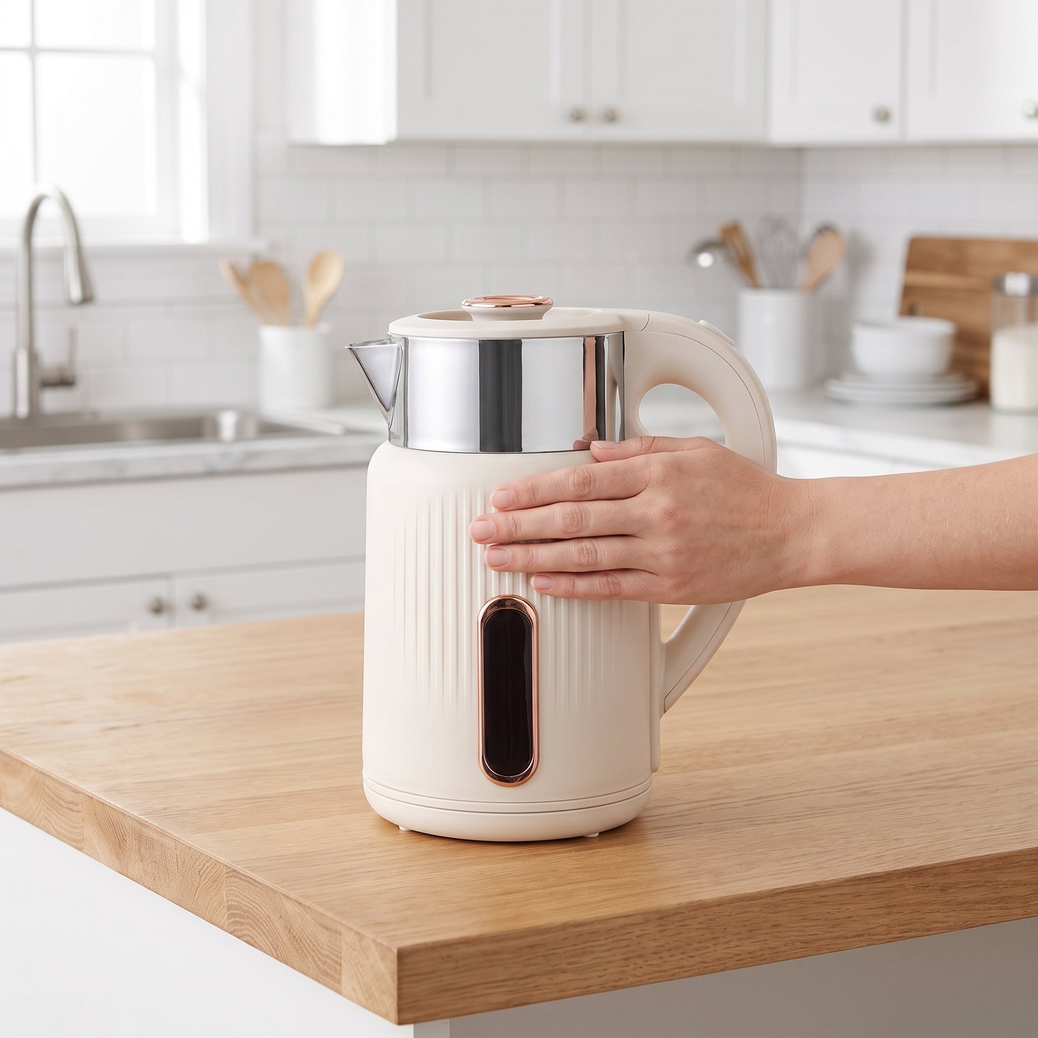 1.8L Textured Double-Wall Electric Kettle with Scalding Protection – ORF-182SD