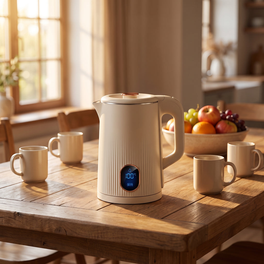1.8L Textured Double-Wall Electric Kettle with Indicator Window