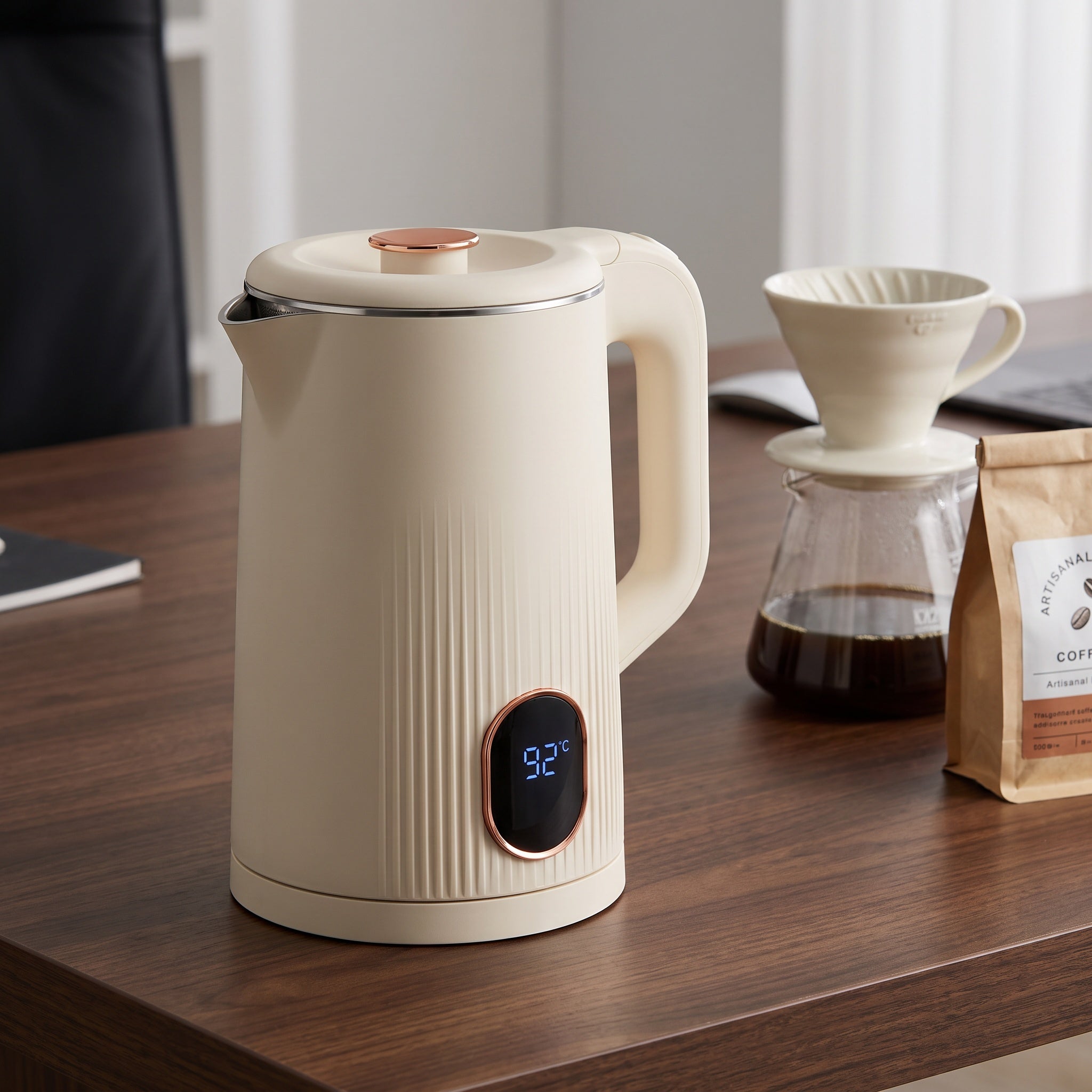 1.8L Textured Double-Wall Electric Kettle with Indicator Window