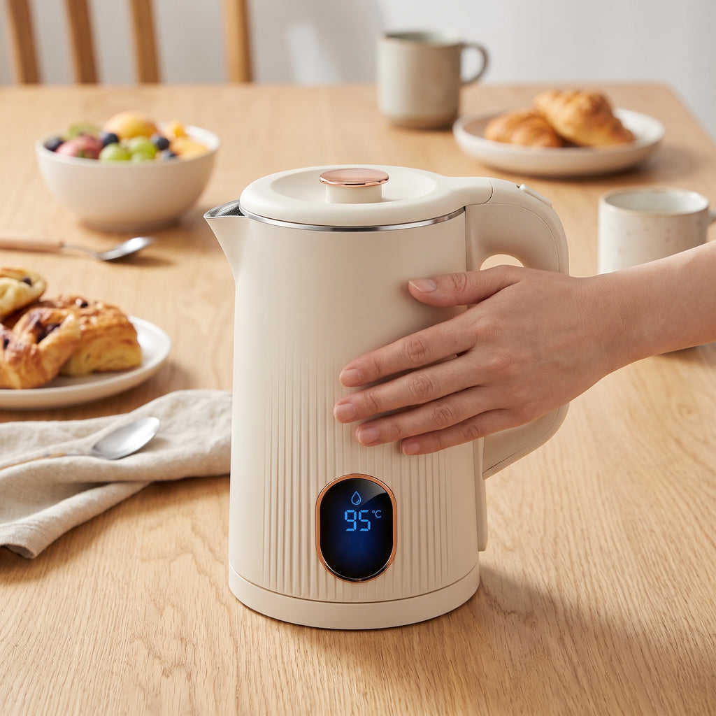 1.8L Textured Double-Wall Electric Kettle with Indicator Window