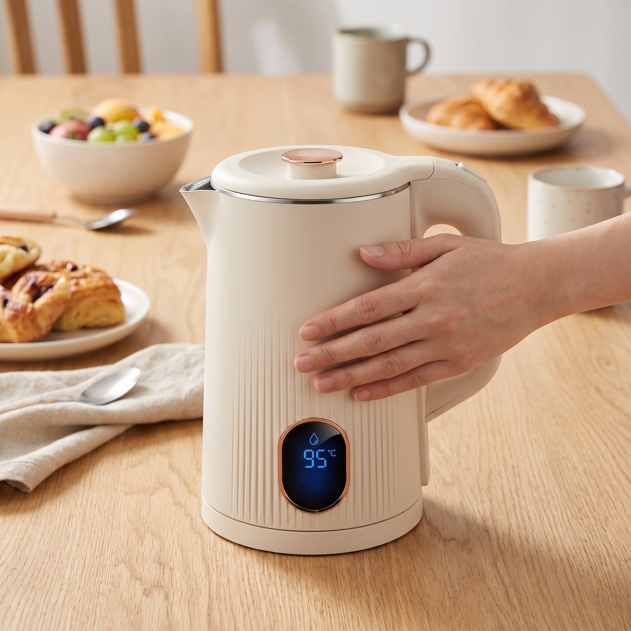 1.8L Textured Double-Wall Electric Kettle with Indicator Window