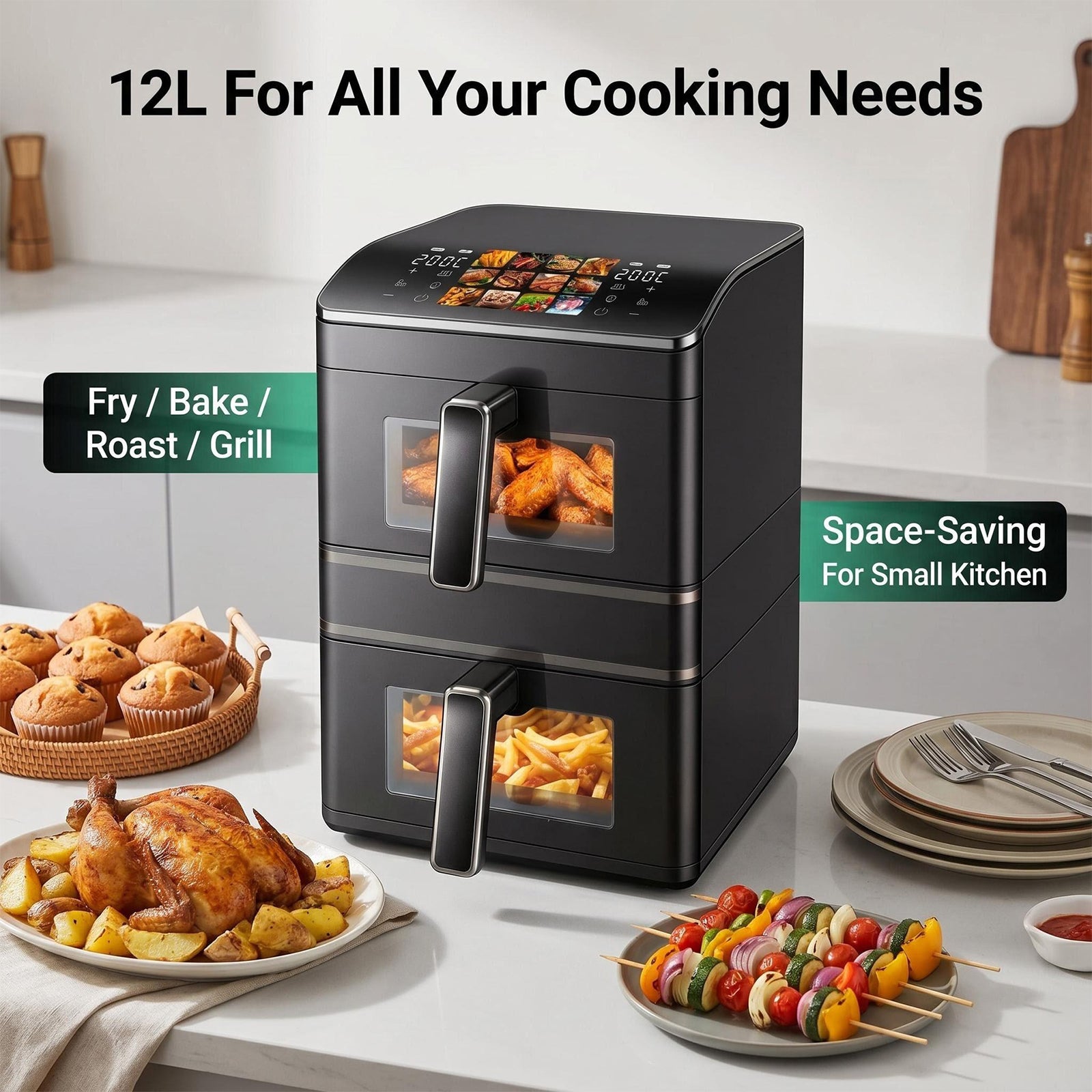 Smart 12L Double Drawer Air Fryer