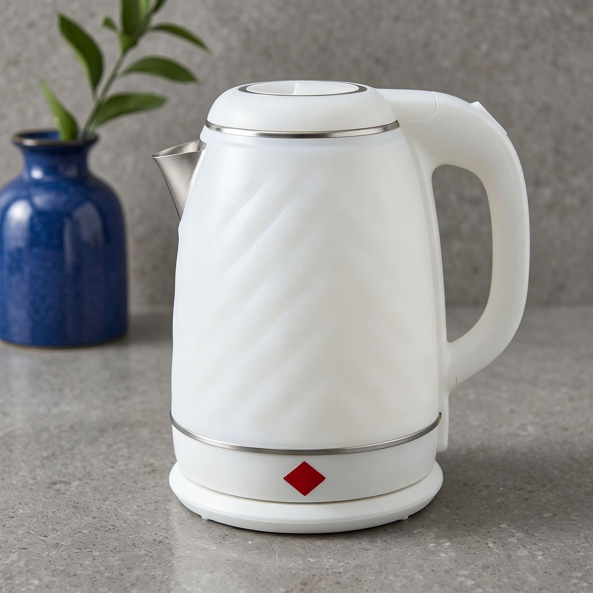 1.8L Double-Wall Electric Kettle with Leather-Pattern Housing and Auto Shut-Off