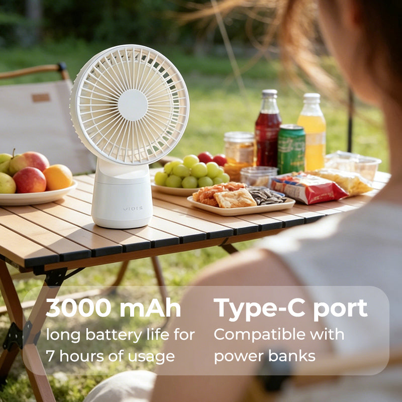 Cordless Personal Desk Fan - 3000mAh Portable USB Rechargeable