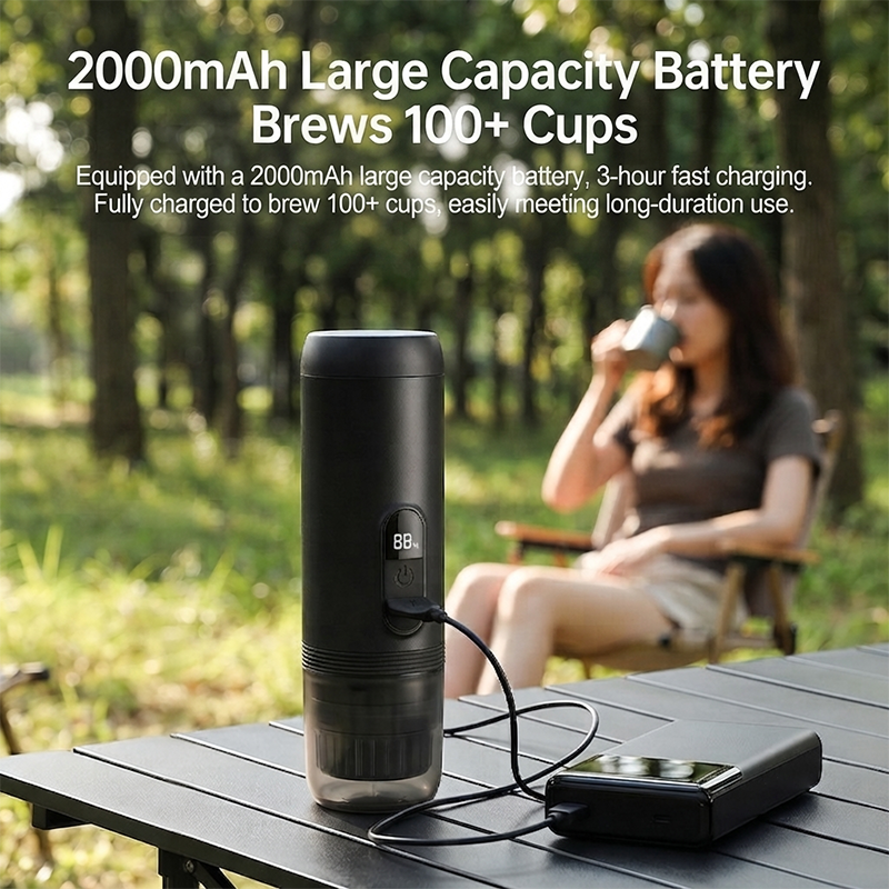 Cordless Portable Espresso Coffee Maker with 7500mAh Rechargeable Battery, Capsule & Ground Coffee Compatible