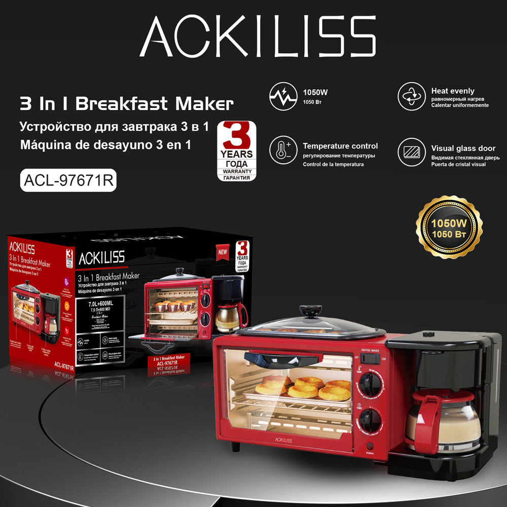 3-in-1 Breakfast Maker - 1050W Multi-Functional Electric Oven