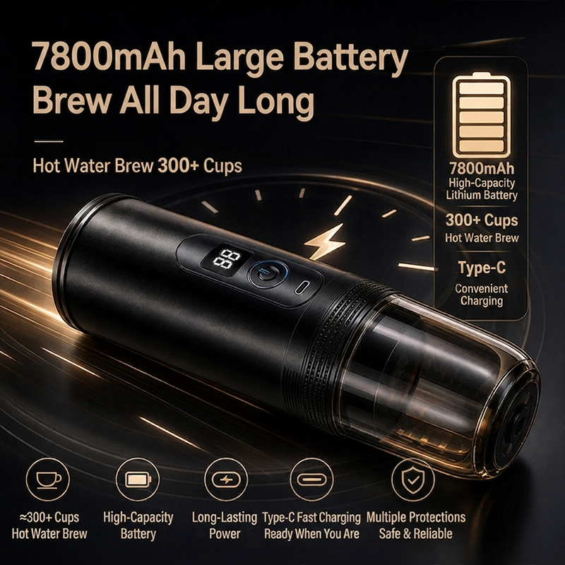 Portable Wireless Espresso Coffee Maker with Rechargeable Battery, 51mm Coffee Capsule & Ground Coffee Compatible