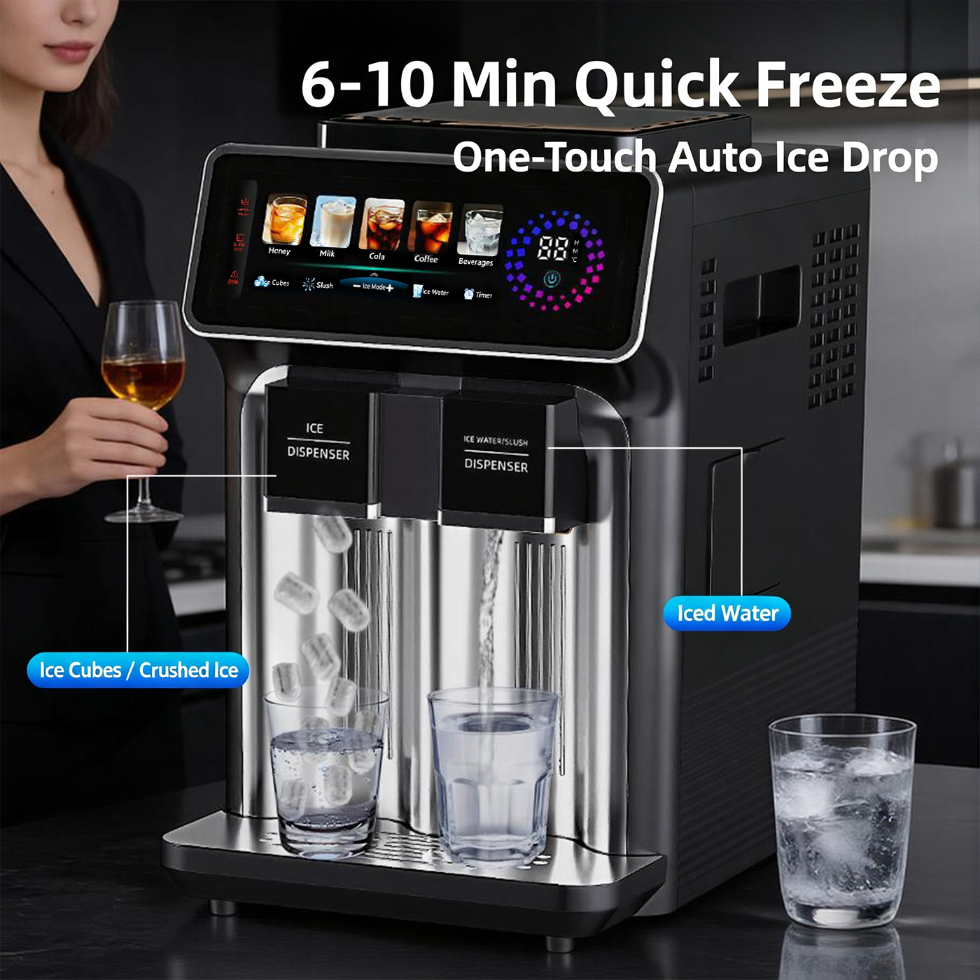 Multi‑Function Ice Maker | Ice Cube, Chilled Ice Water & Slush Making