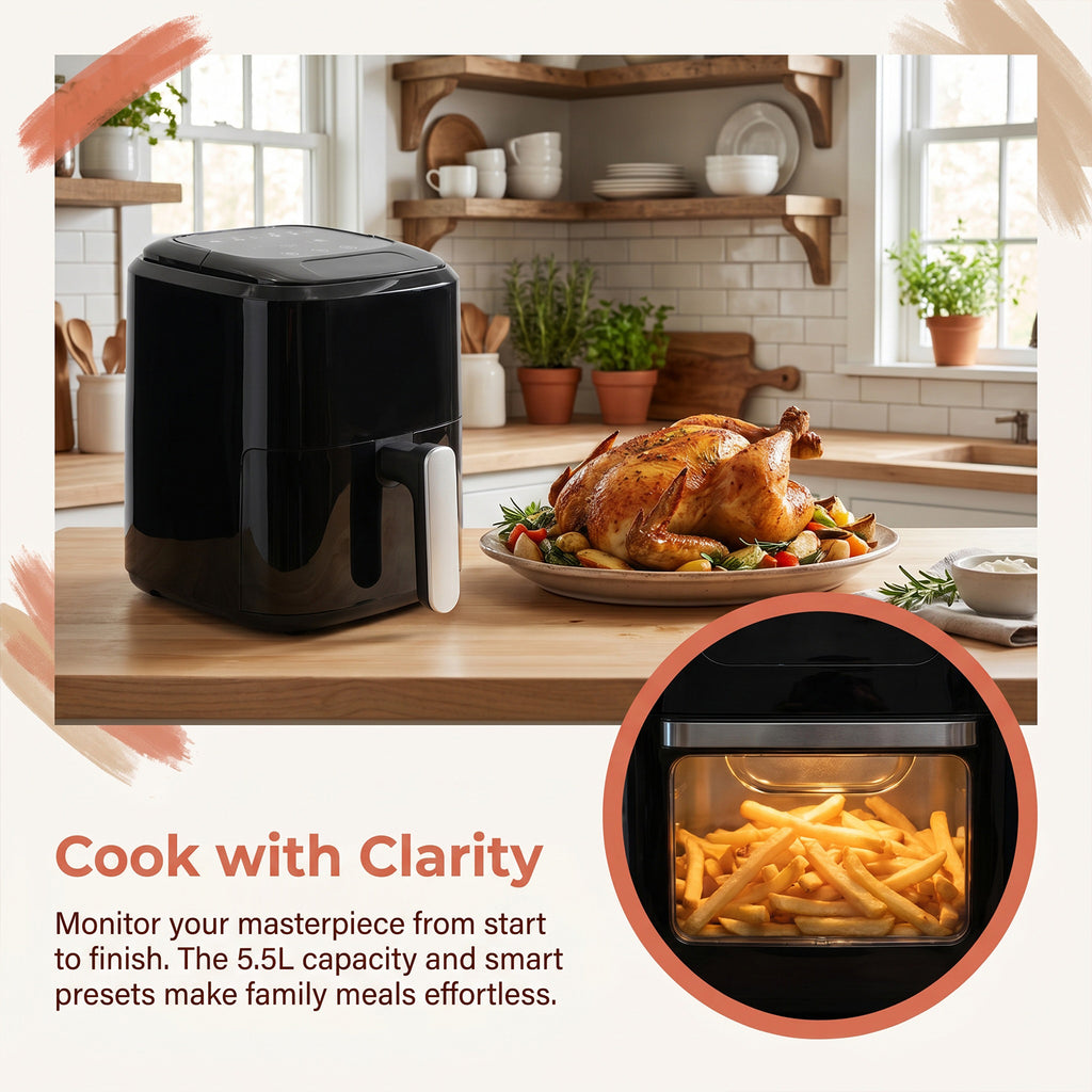 Smart 5.5L Air Fryer - 360° Air Circulation Family Size