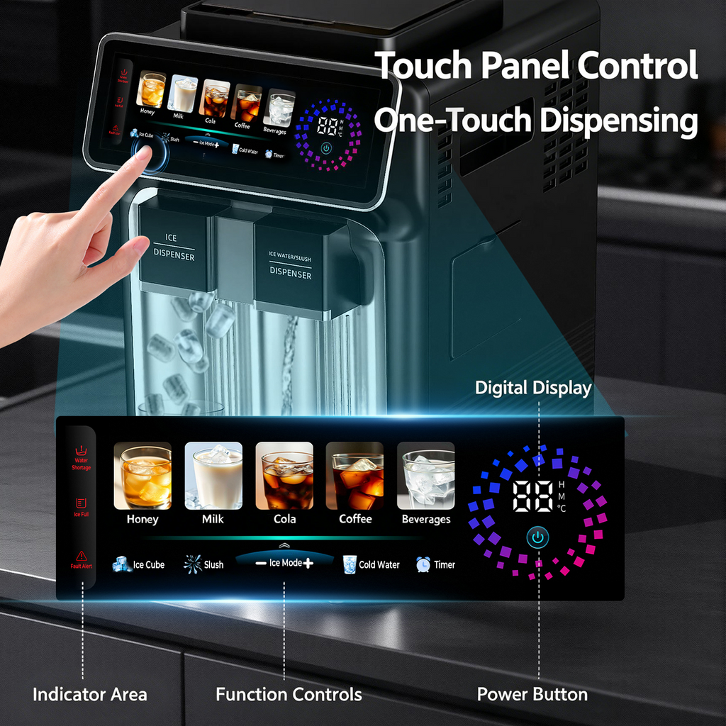 Ice Maker Machine with Ice Cube, Ice Water & Slush Function