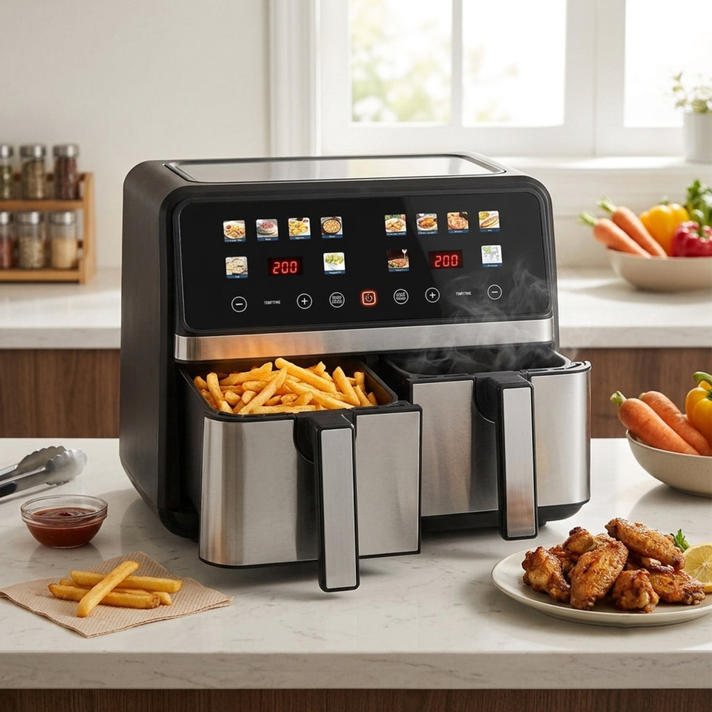 Smart 8L Dual Basket Air Fryer - 4L+4L Independent Double Zone Oven