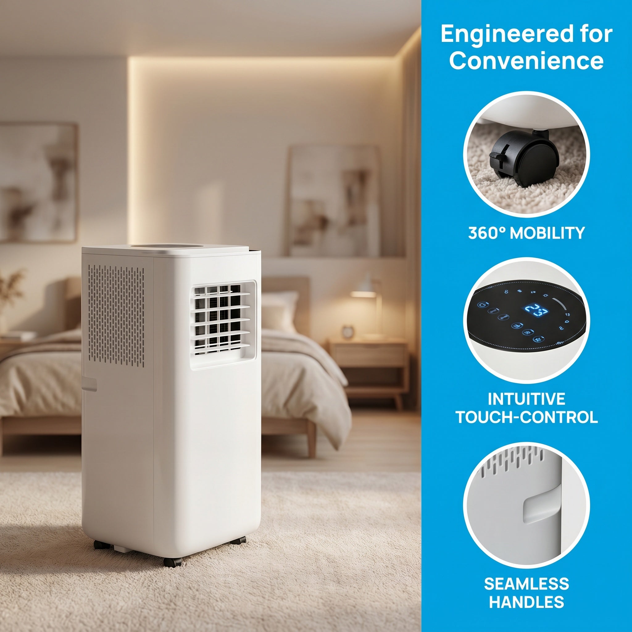 In stock All-in-One Portable Air Conditioner with Cooling Heating and Dehumidifier No Installation Needed
