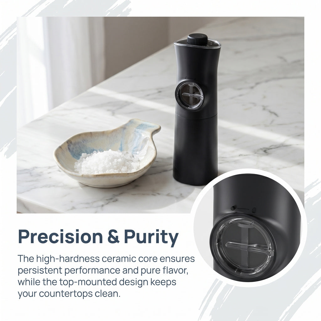 Automatic Gravity Electric Pepper Grinder – 70ml Adjustable Ceramic Burr, KYMQ-18B