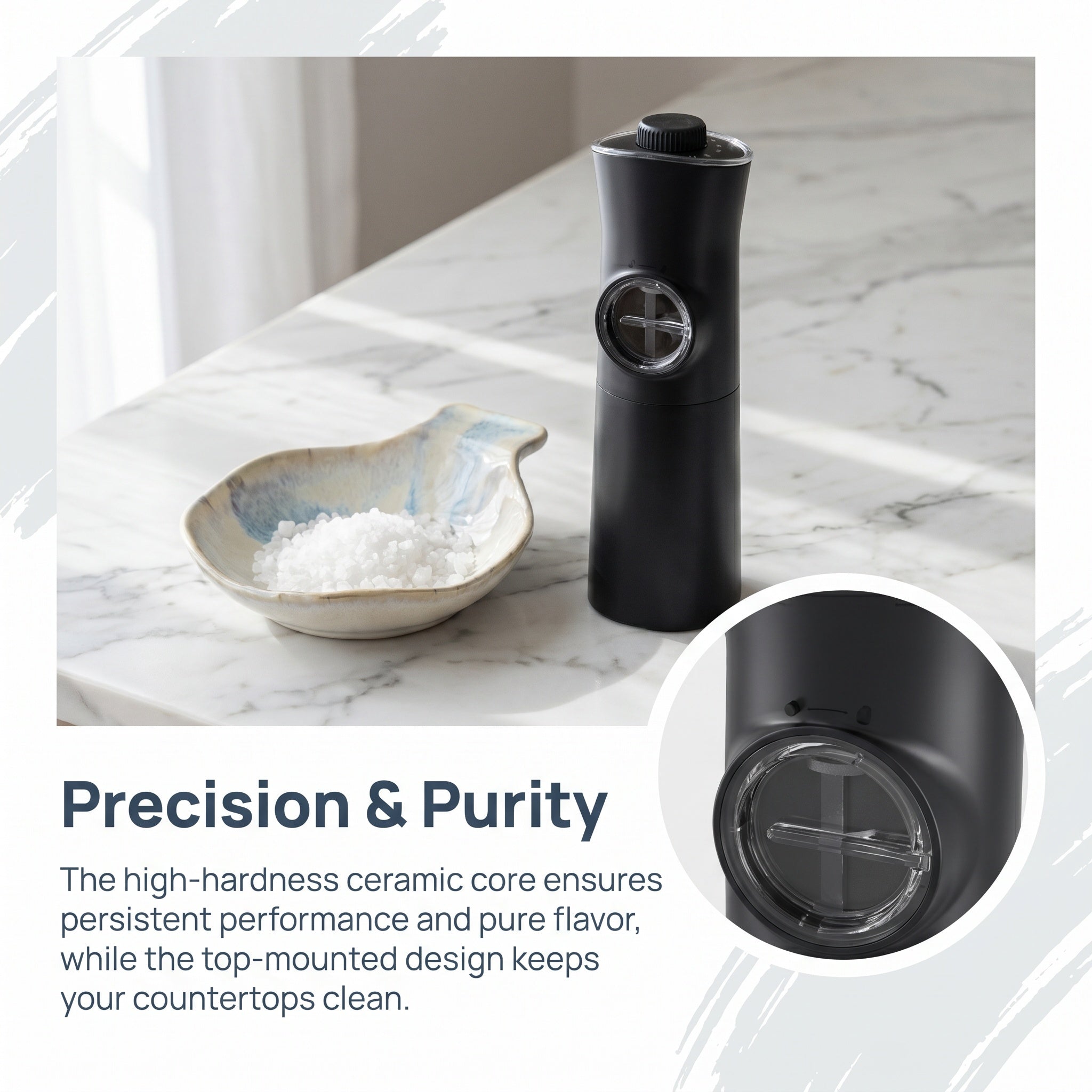 Automatic Gravity Electric Pepper Grinder – 70ml Adjustable Ceramic Burr, KYMQ-18B