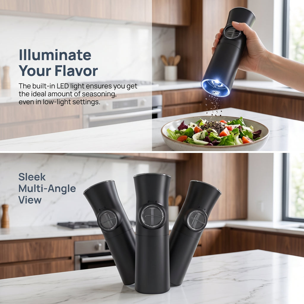 Automatic Gravity Electric Pepper Grinder – 70ml Adjustable Ceramic Burr, KYMQ-18B