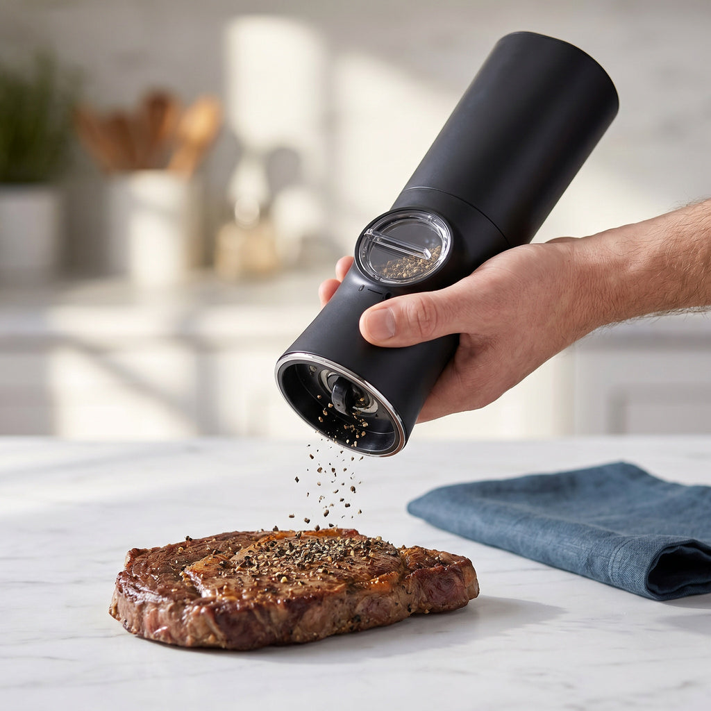Automatic Gravity Electric Pepper Grinder – 70ml Adjustable Ceramic Burr, KYMQ-18B