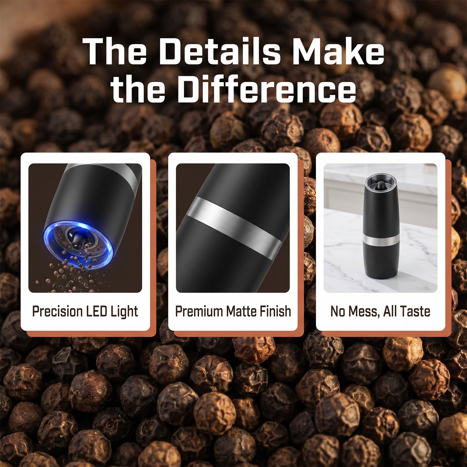 Automatic Electric Pepper Grinder with LED Light | OEM & Wholesale