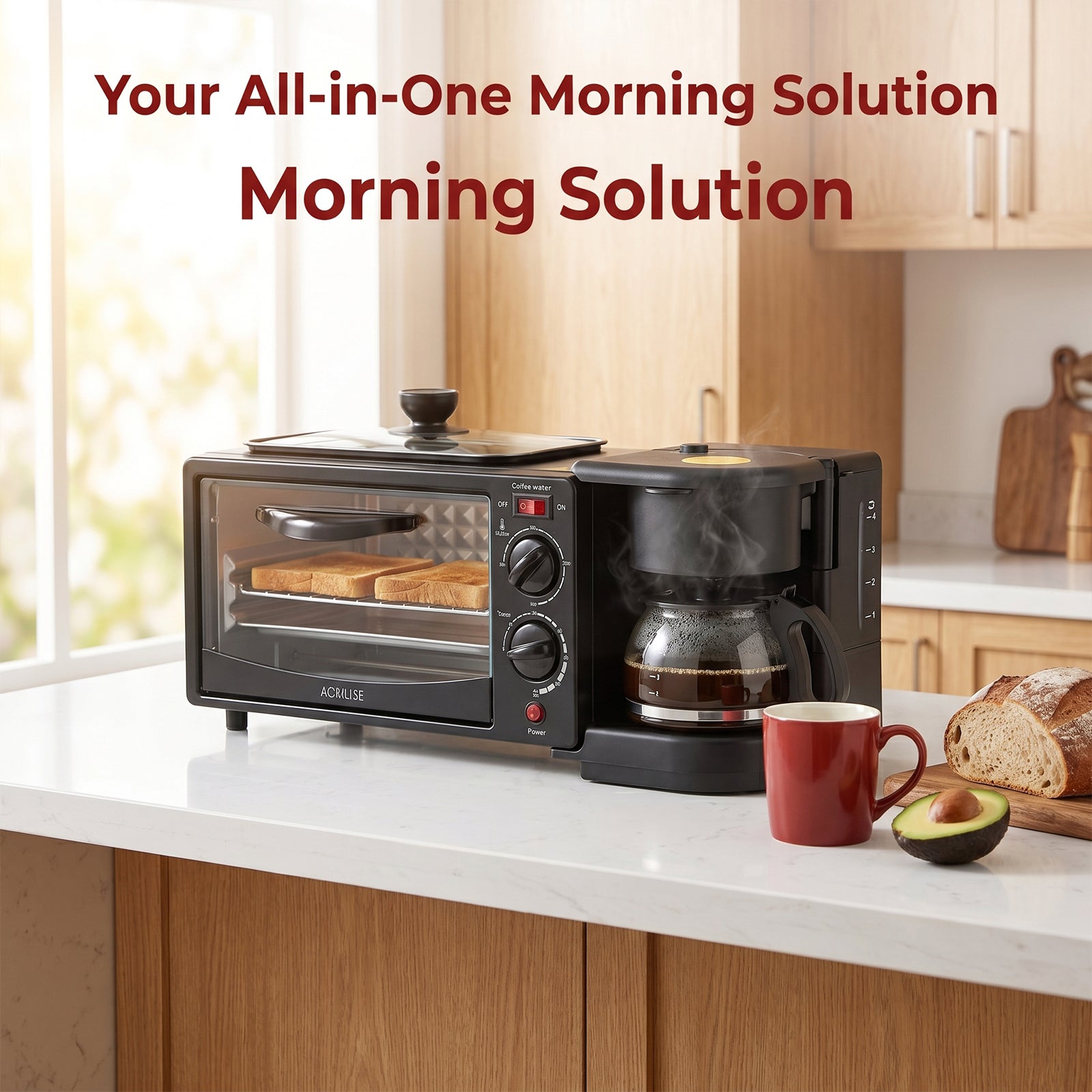 3-in-1 Breakfast Maker - 1050W Multi-Functional Electric Oven