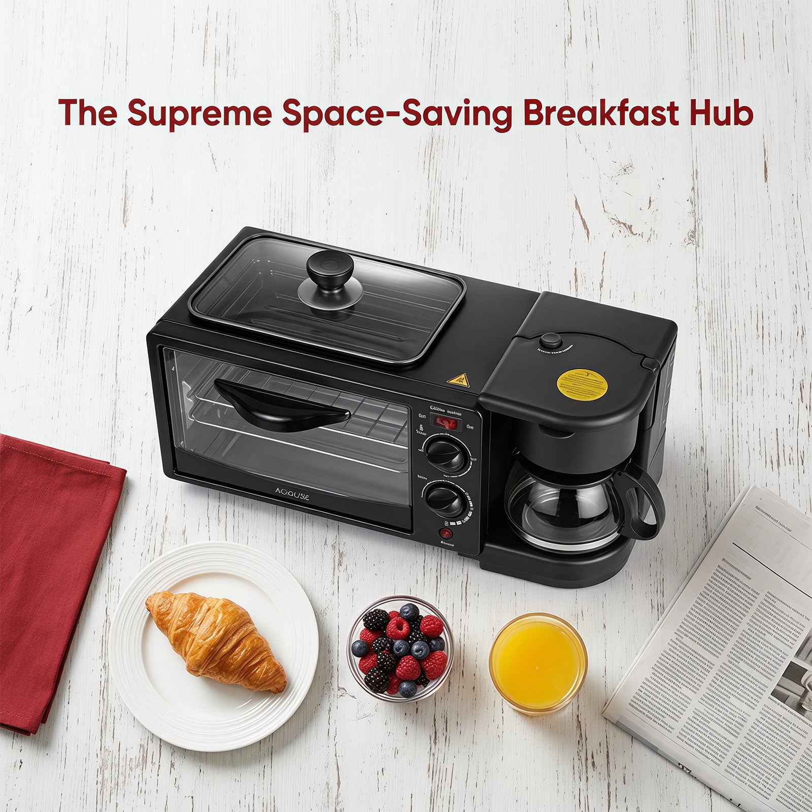3-in-1 Breakfast Maker - 1050W Multi-Functional Electric Oven