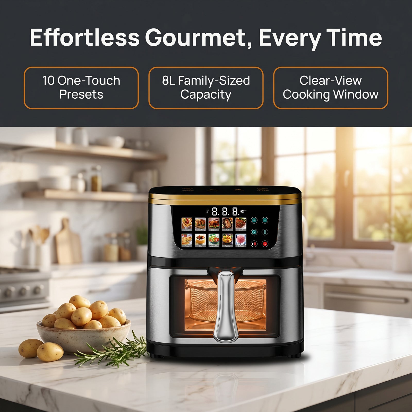 Digital Air Fryer - 1400W Smart IMD Touch Screen