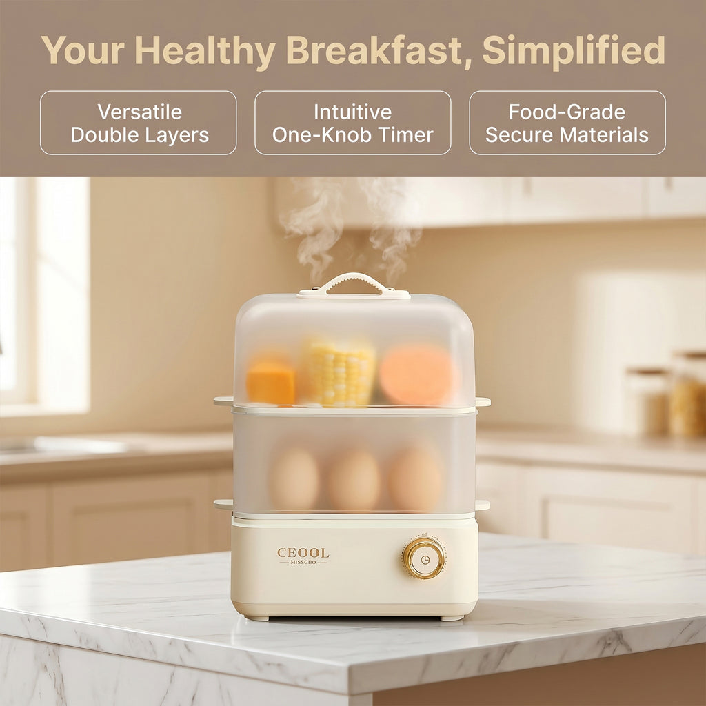 Double-Layer Electric Egg Cooker Breakfast Maker