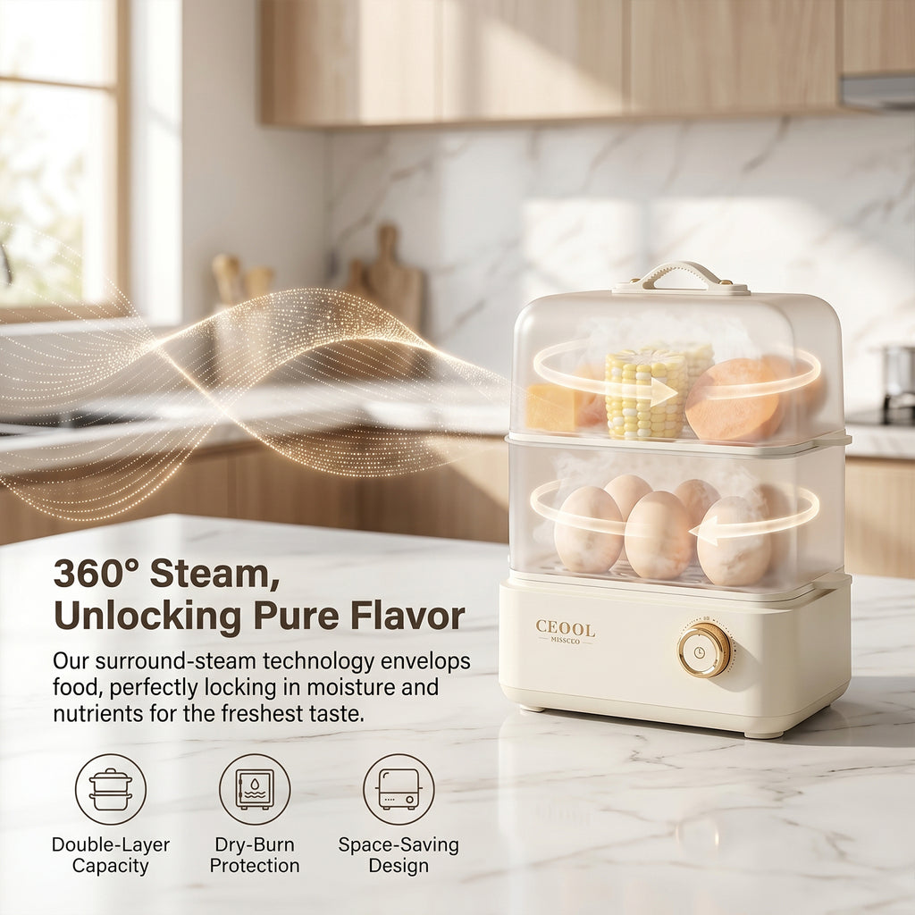 Double-Layer Electric Egg Cooker Breakfast Maker