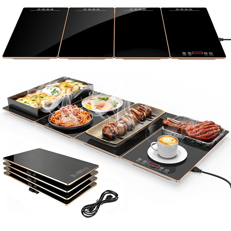 Modular Electric Heating Plate - 390W 4-Unit Splicing Food Warmer