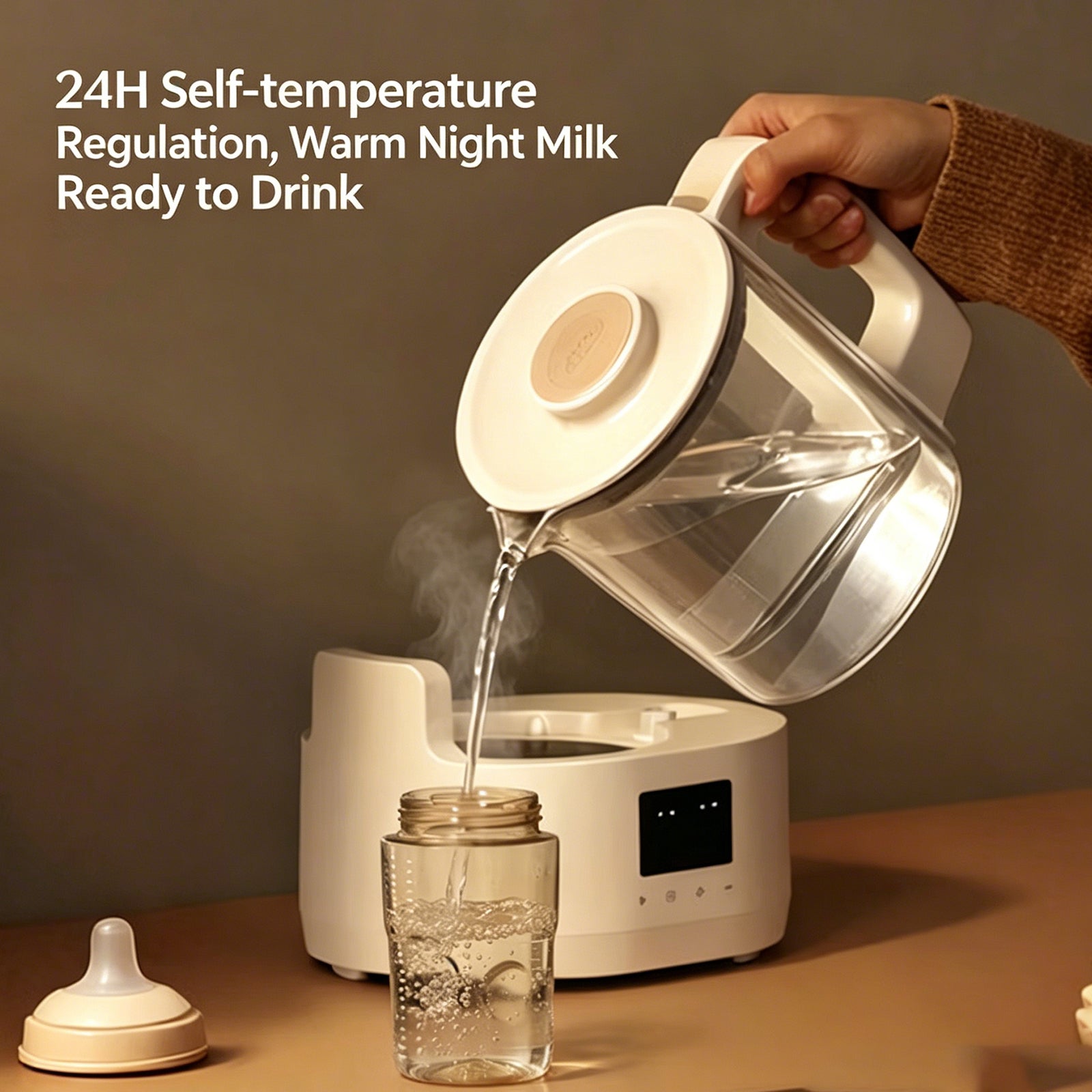 Model HT11 Glass Health Kettle - Wholesale 1.2L Smart Formula Milk Warm-Bewer OEM/ODM Factory Supply