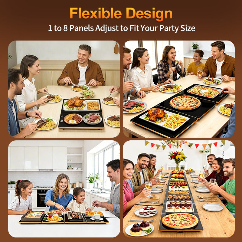 Modular Electric Heating Plate - 390W 4-Unit Splicing Food Warmer