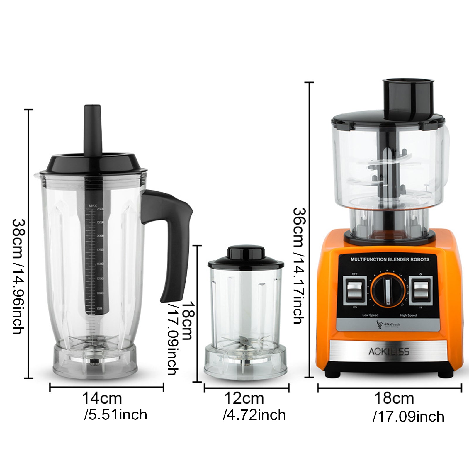 3-in-1 Food Processor - 500W Multi-Functional Kitchen Blender and Meat Grinder