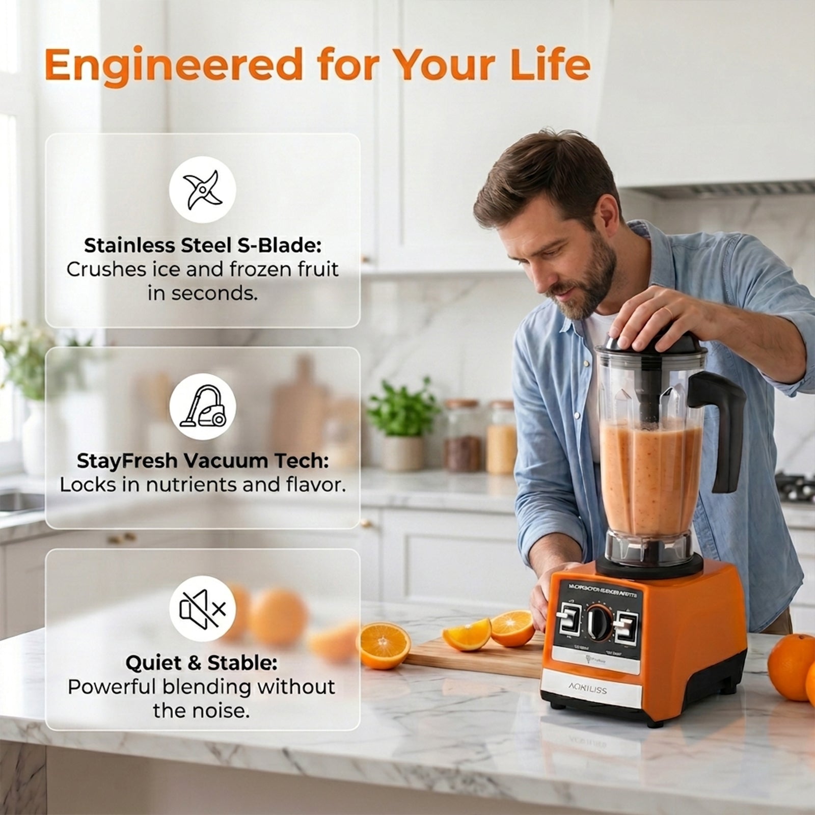 3-in-1 Food Processor - 500W Multi-Functional Kitchen Blender and Meat Grinder
