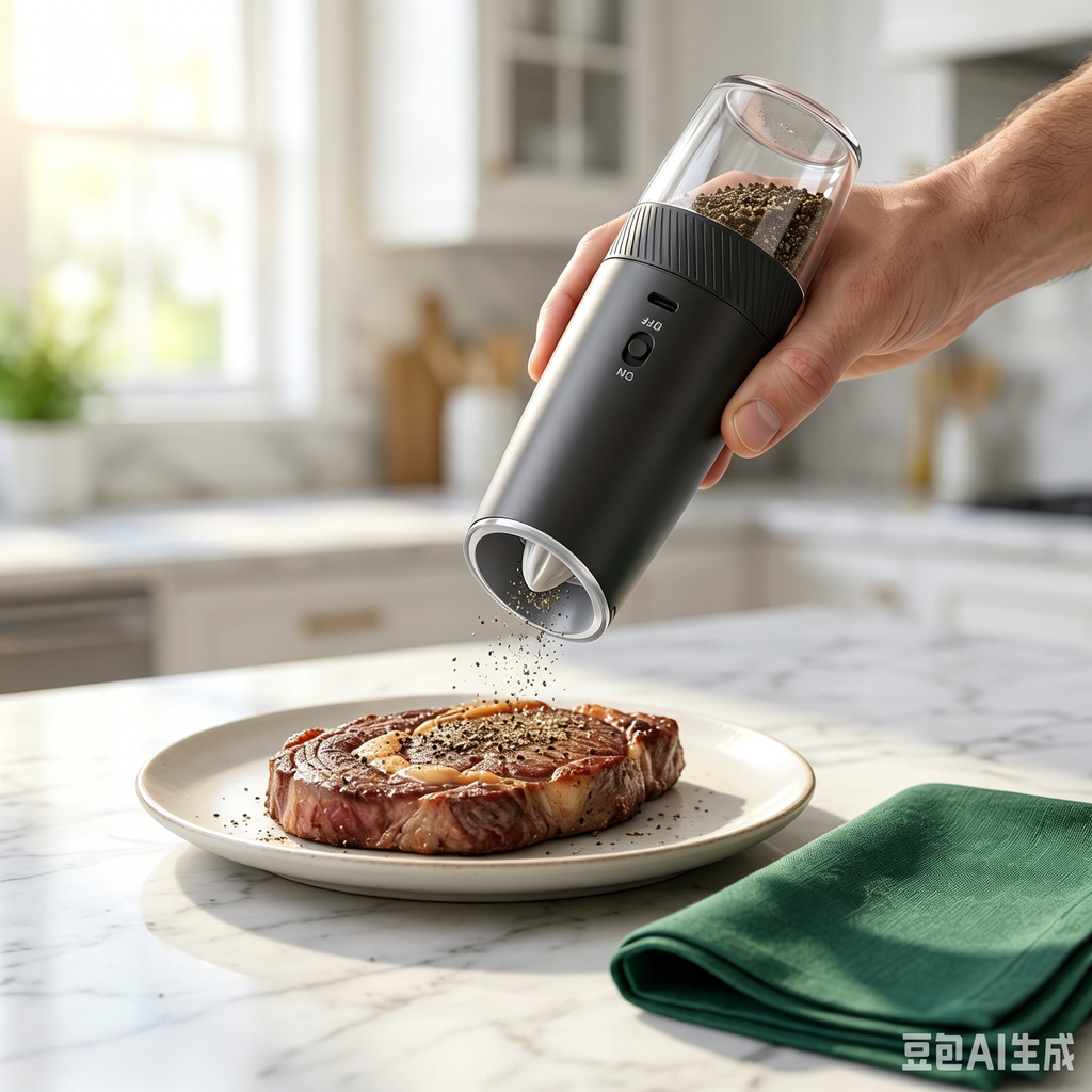 Rechargeable Electric Pepper Grinder with Transparent Spice Container