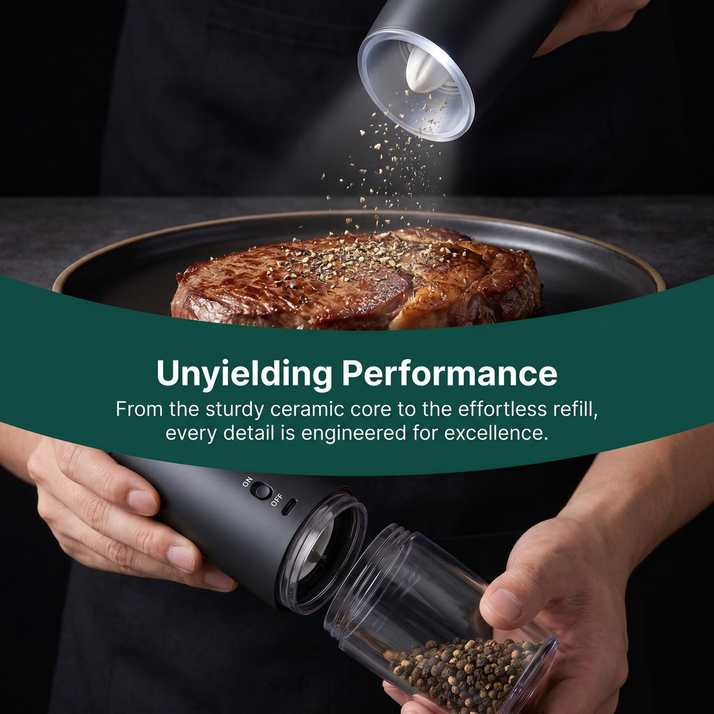 Rechargeable Electric Pepper Grinder with Transparent Spice Container