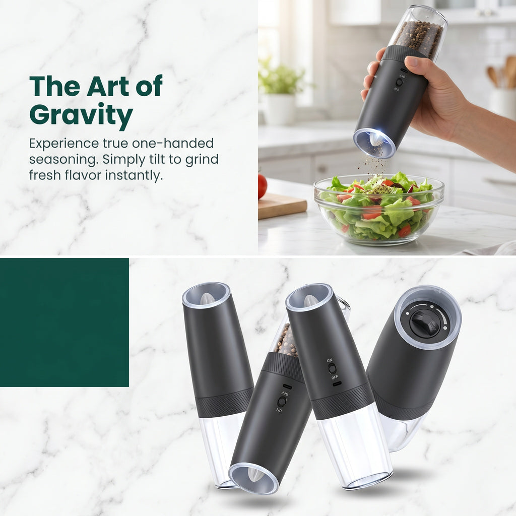 Rechargeable Electric Pepper Grinder with Transparent Spice Container