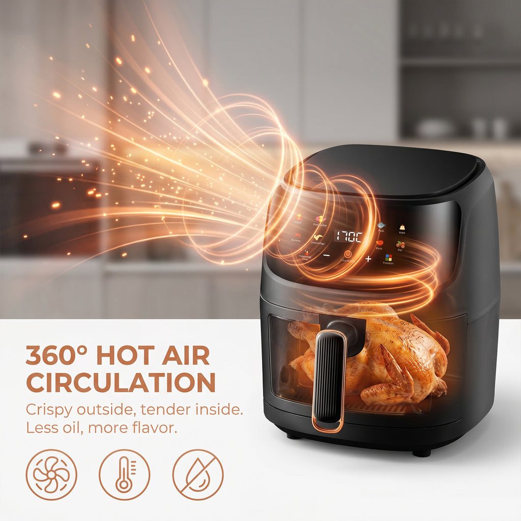 Minimalist 6L Air Fryer - Auto-Convection Smart Oven