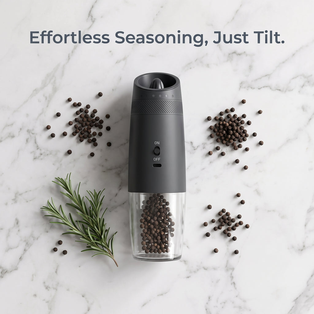 KYMQ-48A USB-C Rechargeable Electric Pepper Grinder with Gravity Sensor and 135ml Clear Container
