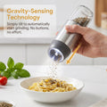 Stainless Steel Rechargeable Pepper Grinder with Gravity Activation, LED Light and 176ml Chamber