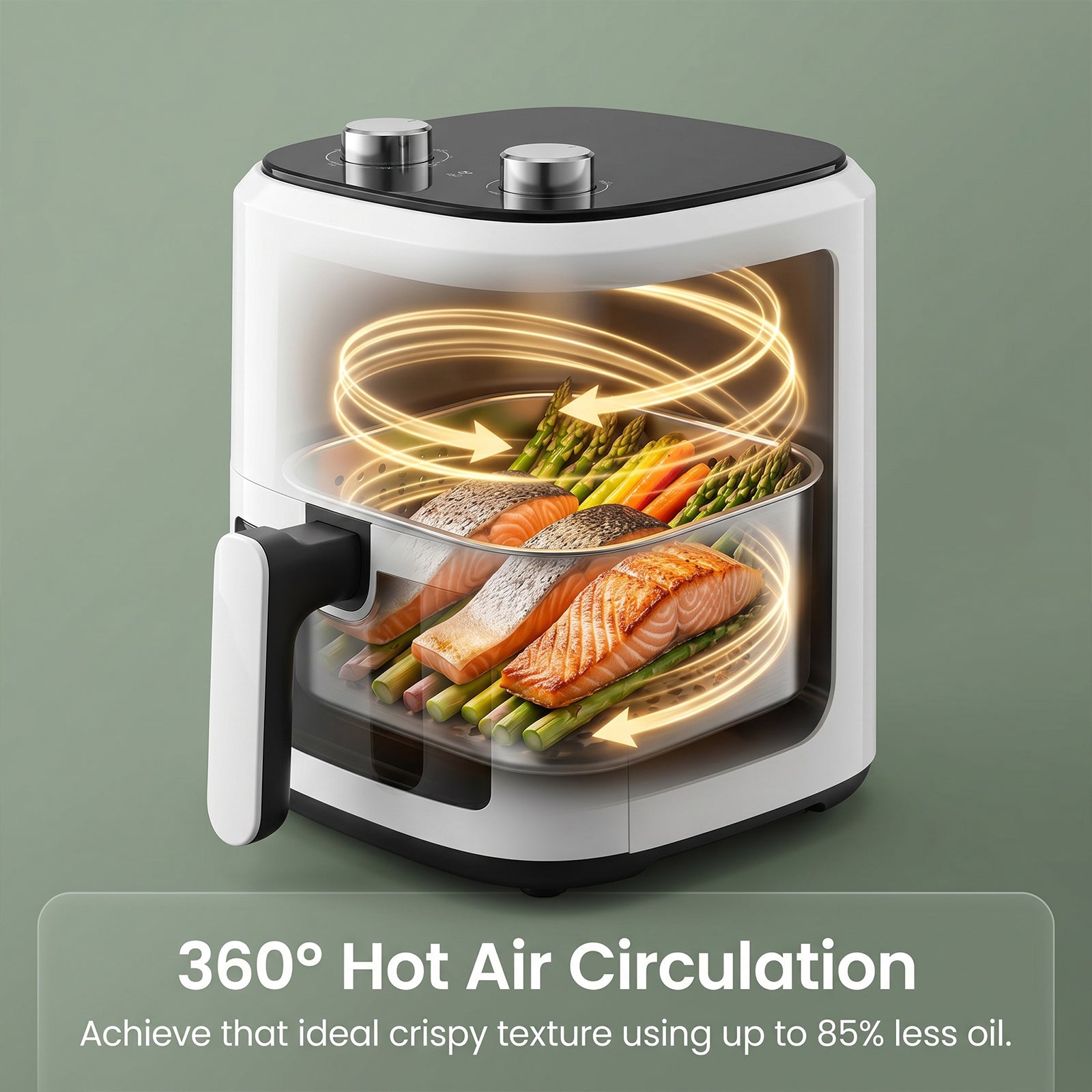 Retro 5.5L Air Fryer - 360° Air Circulation Family Size Cooker
