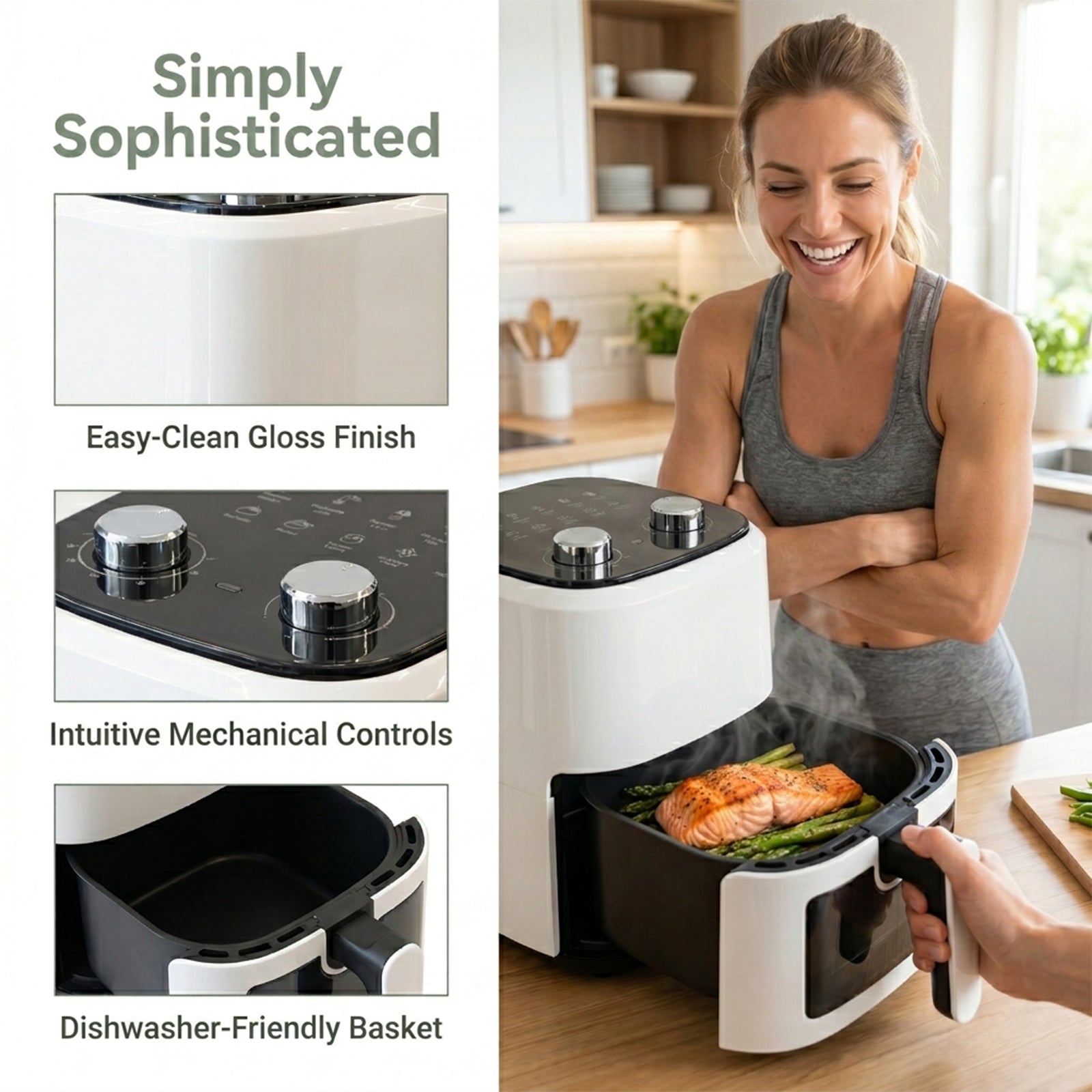 Retro 5.5L Air Fryer - 360° Air Circulation Family Size Cooker