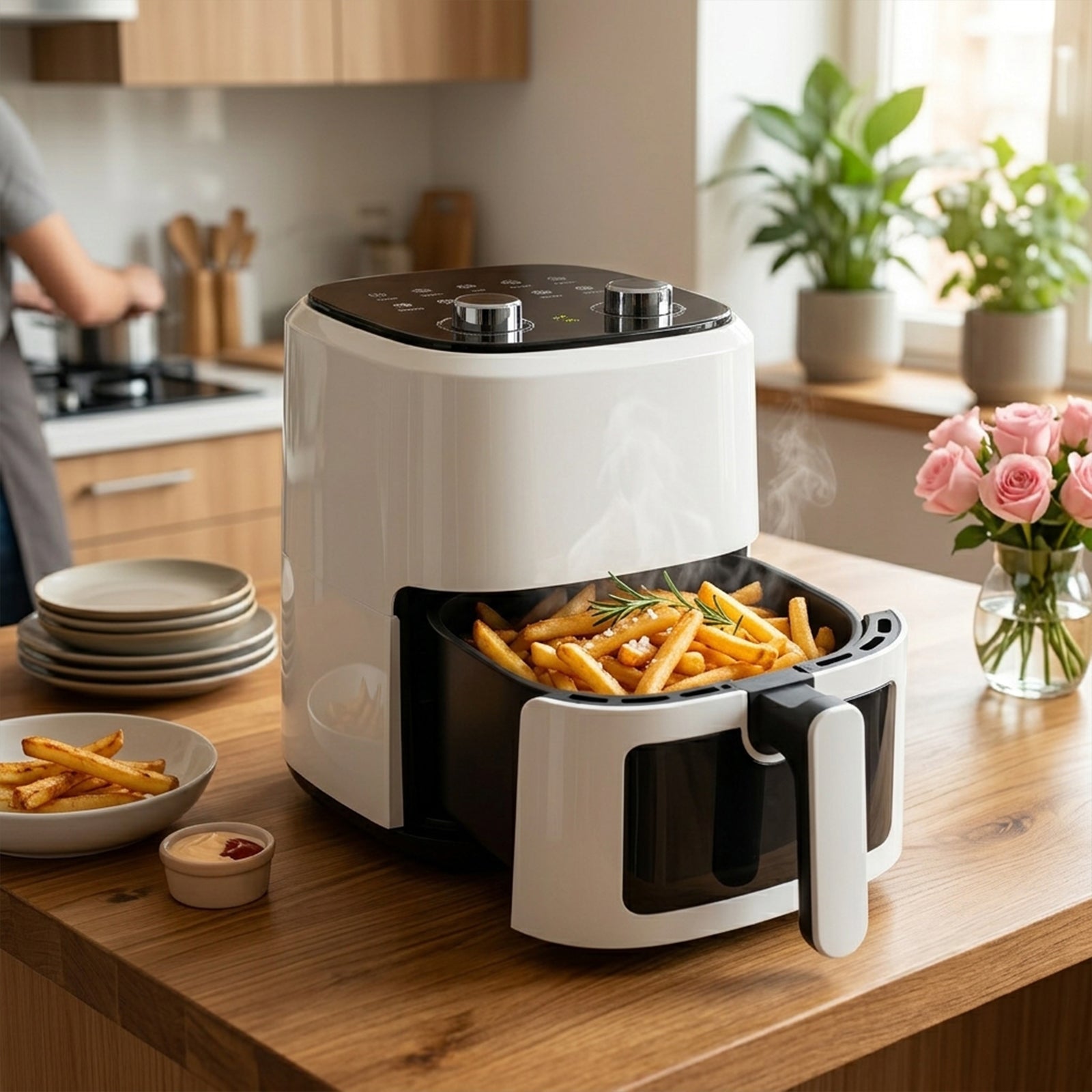 Retro 5.5L Air Fryer - 360° Air Circulation Family Size Cooker