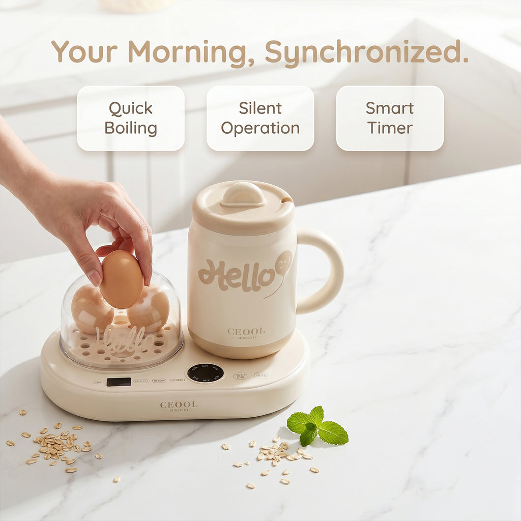 Smart Breakfast Machine - Dual-Zone Electric Steamer & Kettle Station