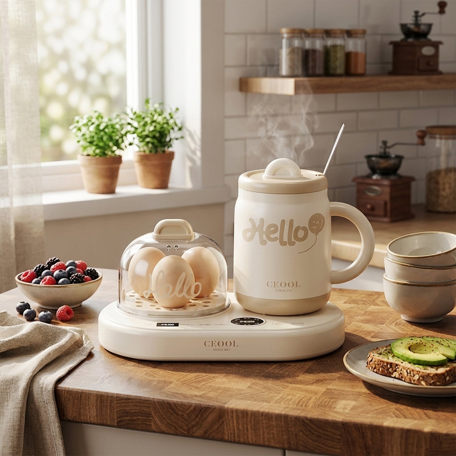 Smart Breakfast Machine - Dual-Zone Electric Steamer & Kettle Station