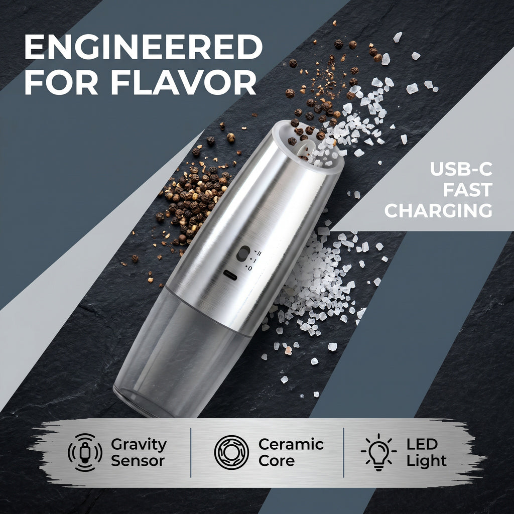 Rechargeable Electric Pepper Grinder with Adjustable Ceramic Core
