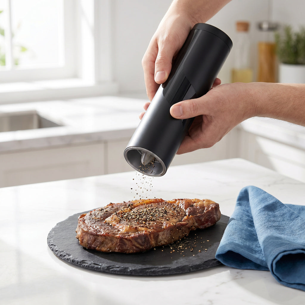 KYMQ-4 Automatic Electric Pepper Grinder with LED Light – 85ml Gravity Sensor Pepper Mill