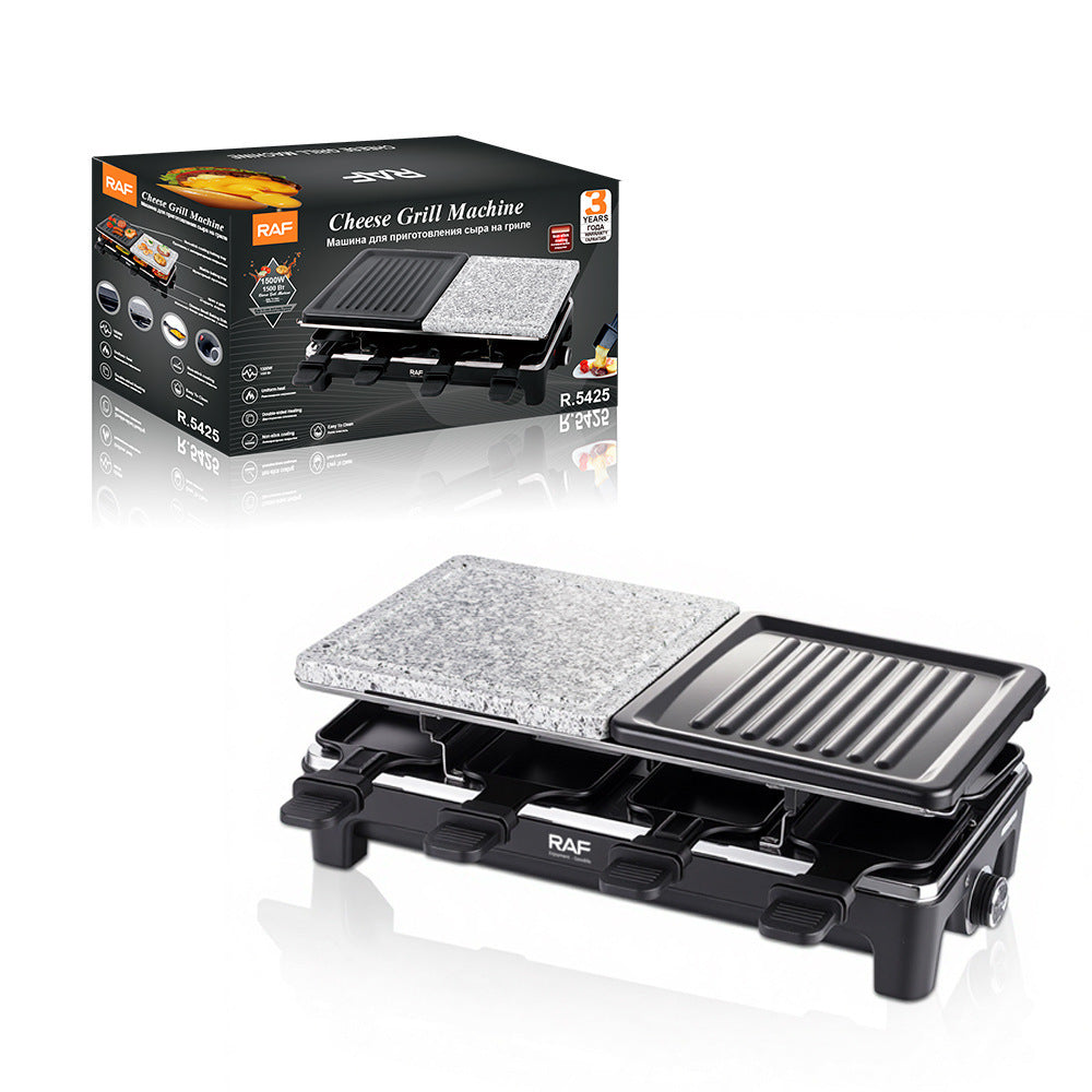 Electric Raclette Grill - 1500W Double-Sided Cheese Grill Machine
