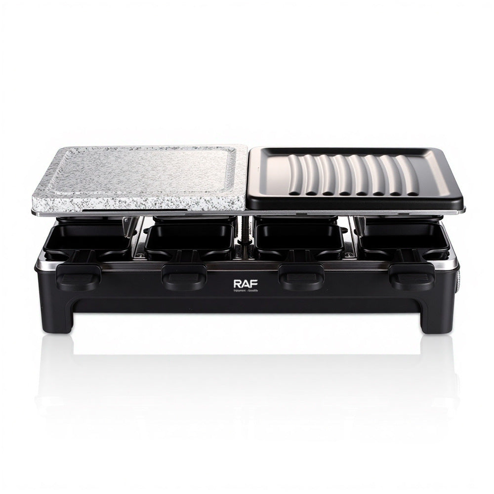 Electric Raclette Grill - 1500W Double-Sided Cheese Grill Machine