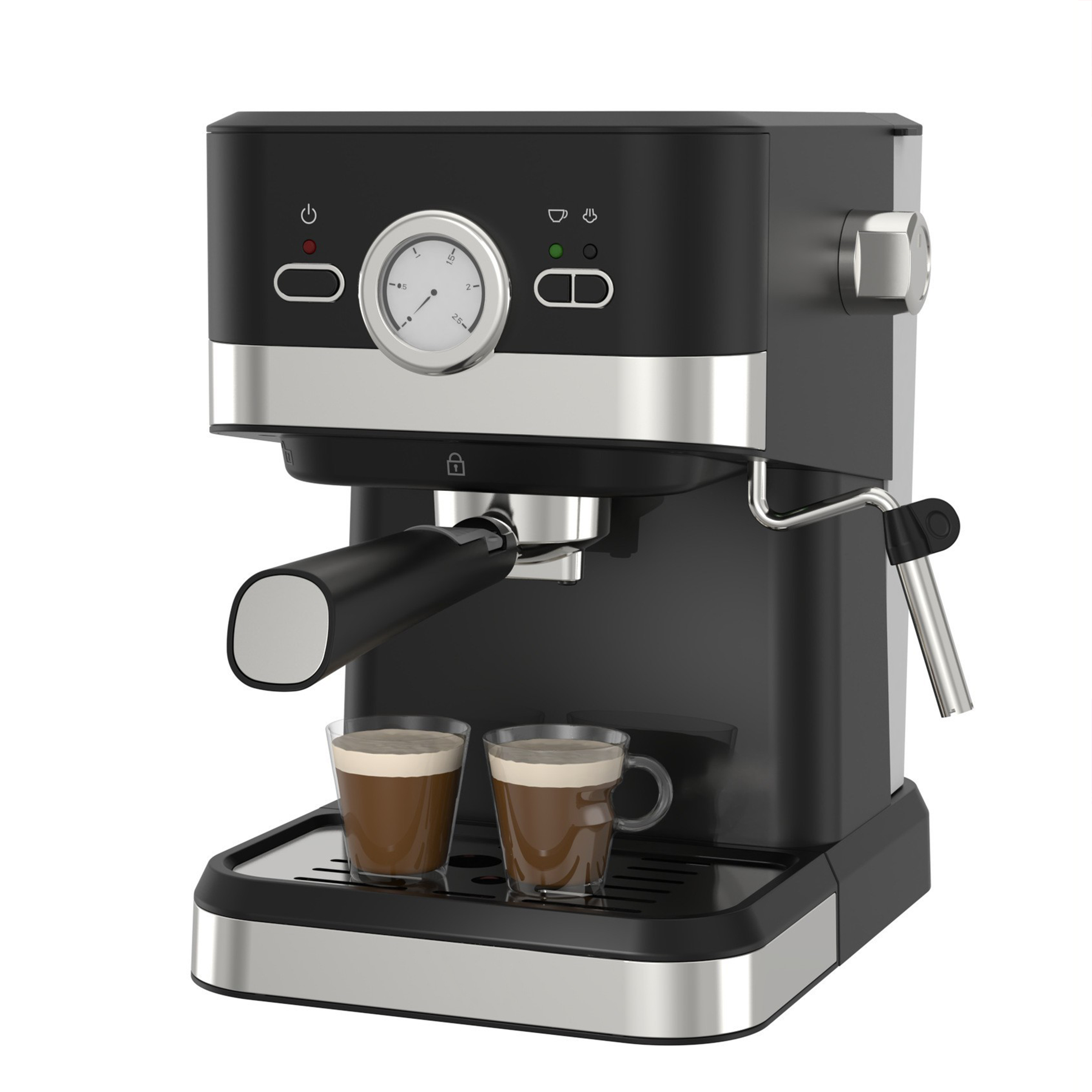 20-Bar Espresso Machine with Pressure Gauge and Steam Milk Frother